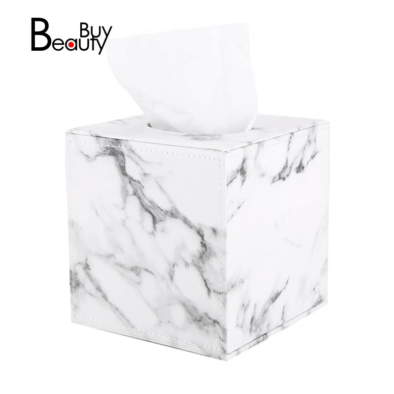 大理石方形方形紙巾盒PU皮革捲紙架廁紙盒餐巾紙盒蓋儲物櫃毛巾盒