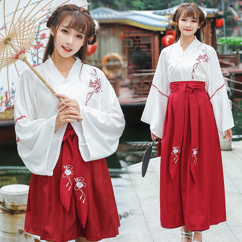 熱賣兩件套 漢元素服裝改良漢服襦裙套裝中國古風漢服cosplay服裝古風春夏樓攝影服畢業禮物班服 蝦皮購物