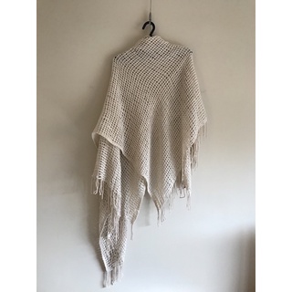 喀什米爾100%羊毛圍巾(米白色)/披風/夏天/保暖衣物