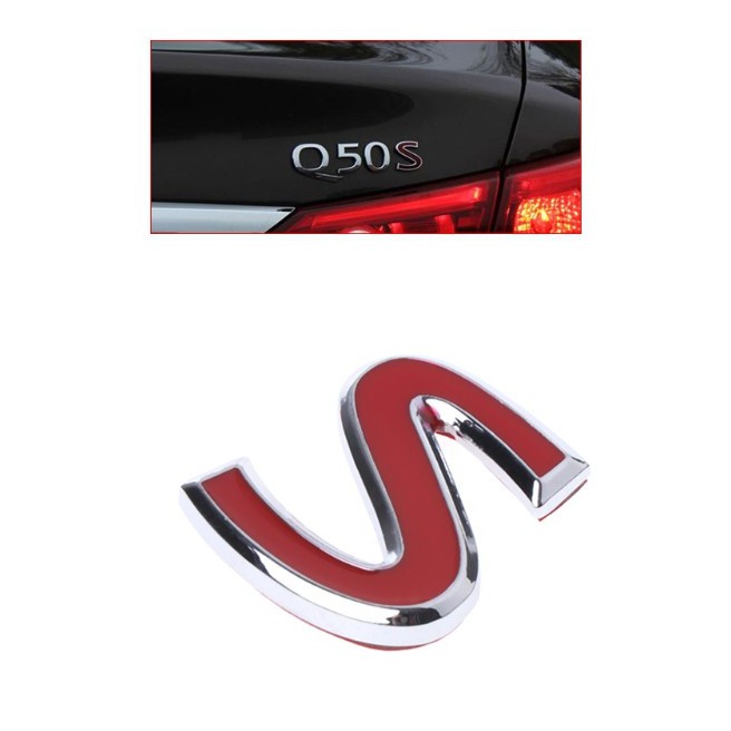 免運 英菲尼迪infiniti Q50 Q50L Q30 Q70的紅色S金屬徽章貼紙