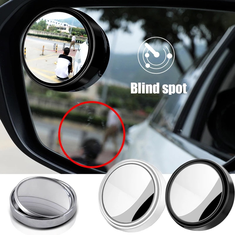 汽車盲點鏡 360°可旋轉倒車輔助凸鏡 汽車後視鏡 後視旋轉反光鏡 玻璃小圓鏡一對裝
