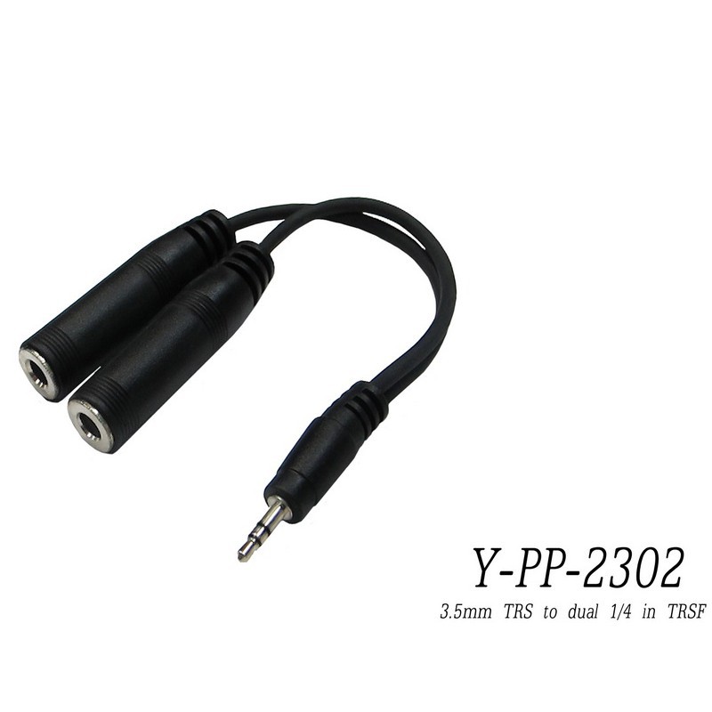 Stander Y-PP-2302 3.5mm 立體聲公頭轉 兩個 6.3mm 母頭音源訊號分接線 [唐尼樂器]