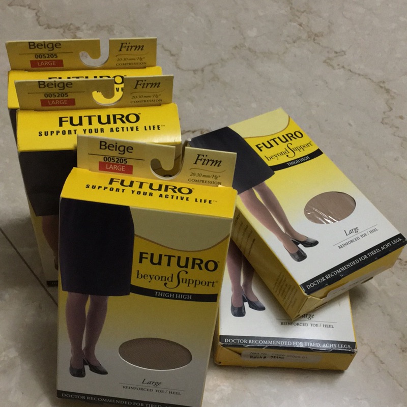 美國買的 FUTURO 膚色 醫療型穿到大腿的彈性襪 L號