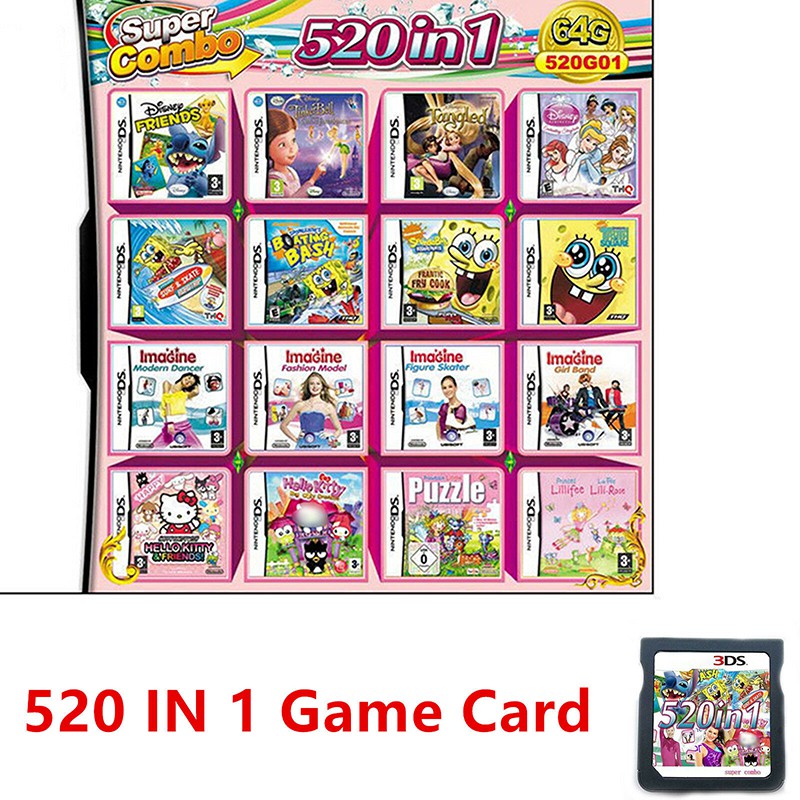 520 合 1 遊戲卡盒 Multicart 適用於 DS NDS NDSL NDSi 3DS 2DS XL LL