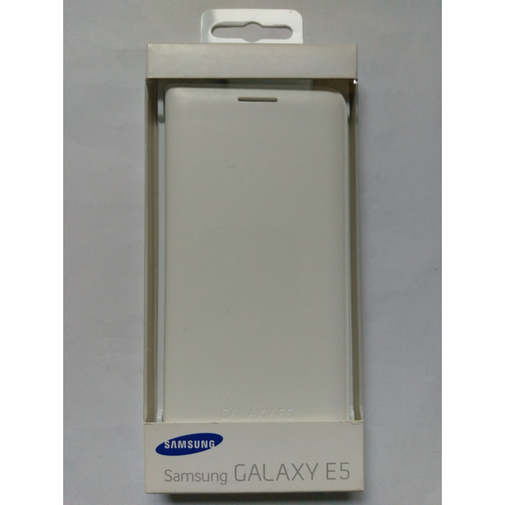 Samsun Galaxy E5 三星原廠翻頁式皮套 白色