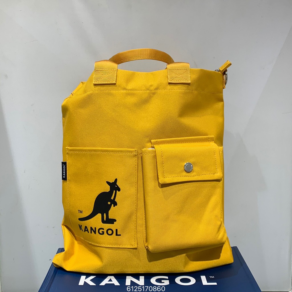 KANGOL 黃色大容量帆布側背包 6125170860