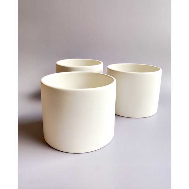 簡約 白色 霧面 圓型陶瓷花盆 圓型花器