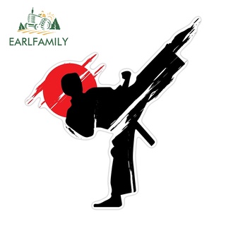EARLFAMILY 13cm x 11.9cm 適用於跆拳道汽車貼紙個性卡通乙烯基貼花創意保險槓後備箱裝飾汽車用品