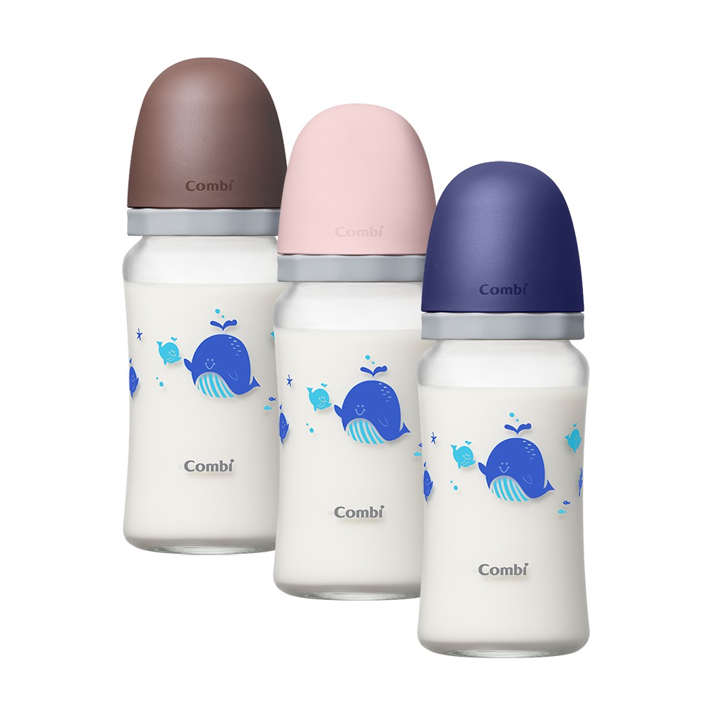 日本 Combi 真實含乳寬口玻璃奶瓶240ml(3色可選)【安琪兒婦嬰百貨】