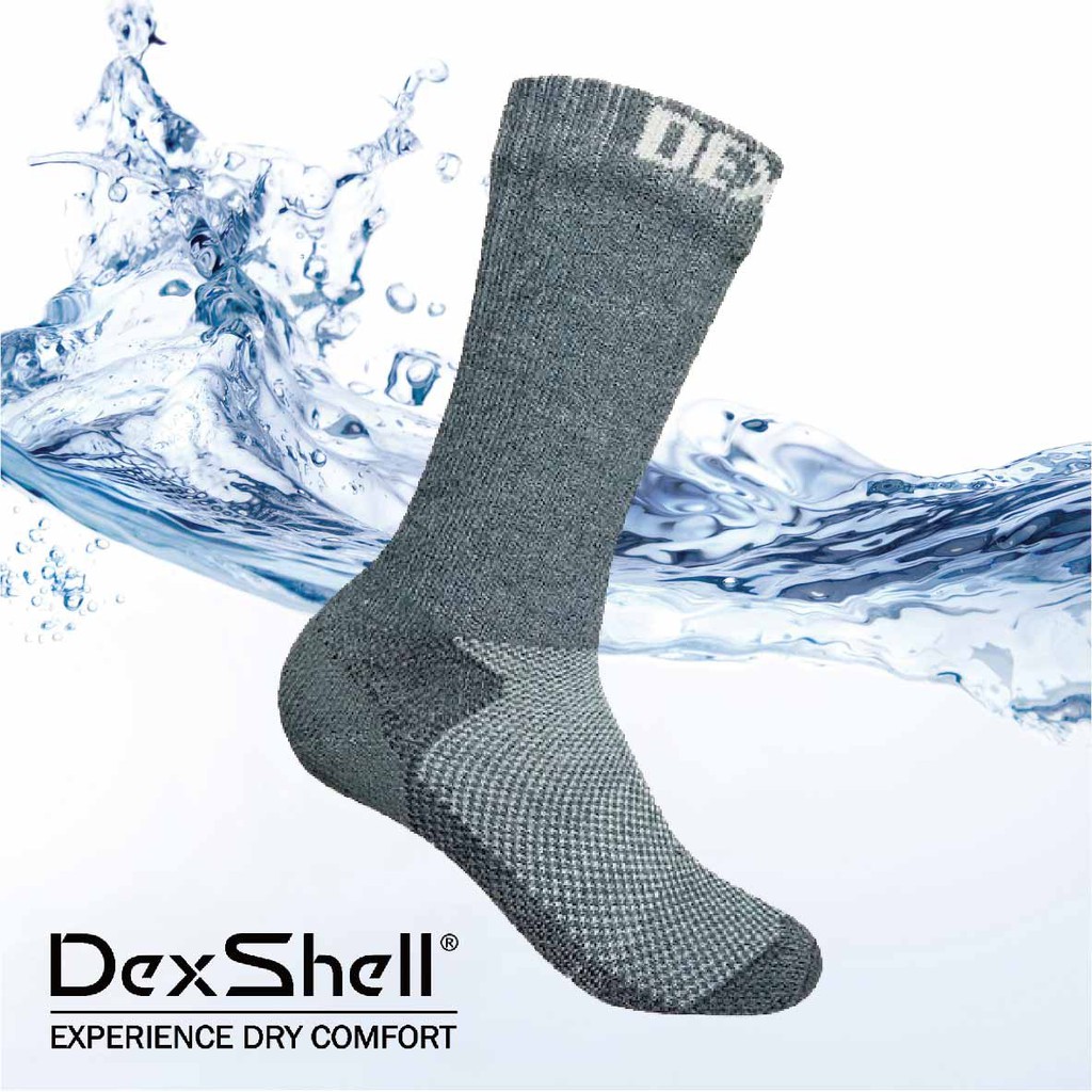 英國DexShell Terrain Walking 高筒-地形徒步防水襪 麻灰色