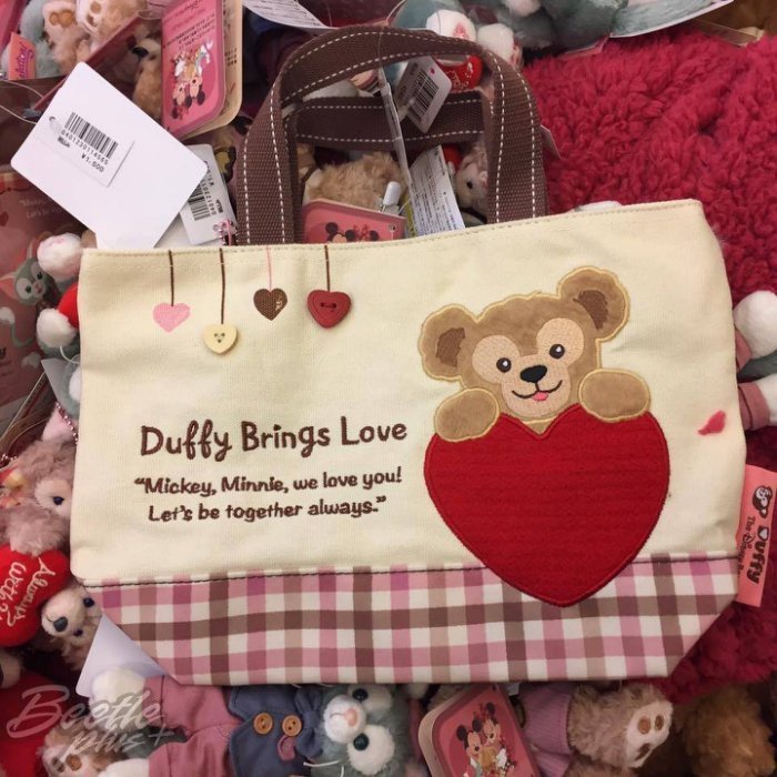 BEETLE 現貨 DISNEY 迪士尼 DUFFY 2017情人節 樂園限定 達菲熊 愛心 手提袋 小方包 便當袋