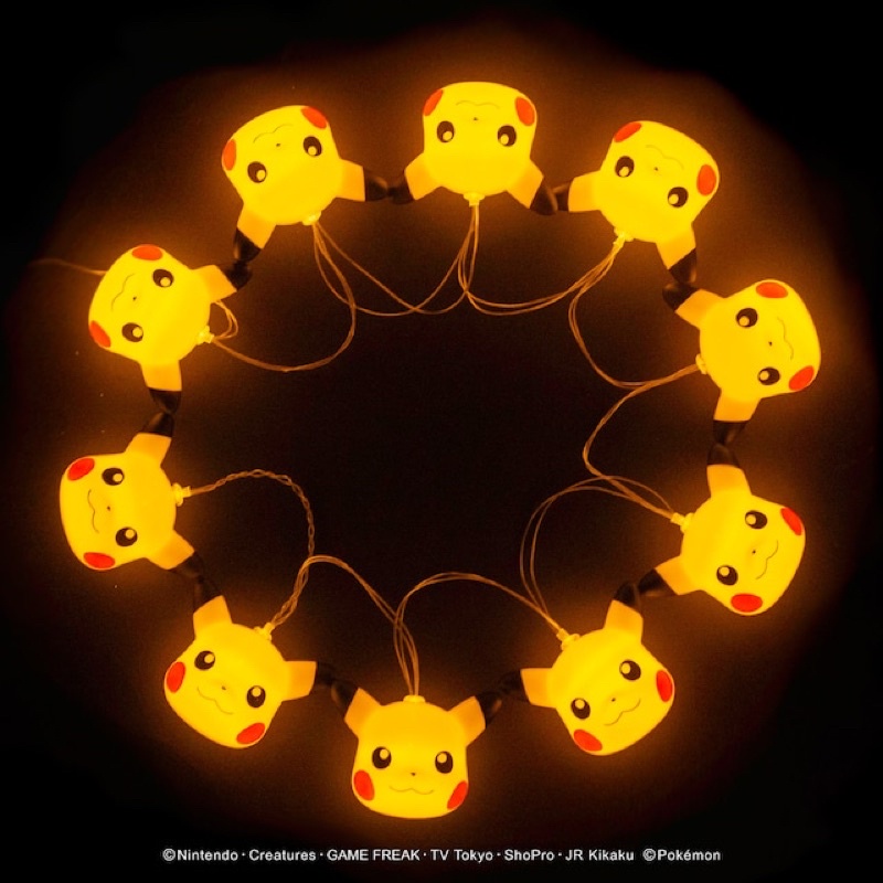 奧司玩具 現貨 日本帶回  電池 10連 皮卡丘 串燈 夜燈 房間佈置 pokemon 露營燈 露營 寶可夢 聖誕燈