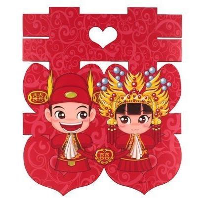 ☆孟之坊婚禮精品舘☆中式新娘新郎喜字牆貼．婚禮小物．結婚用品．吃茶禮盒．台南婚禮佈置