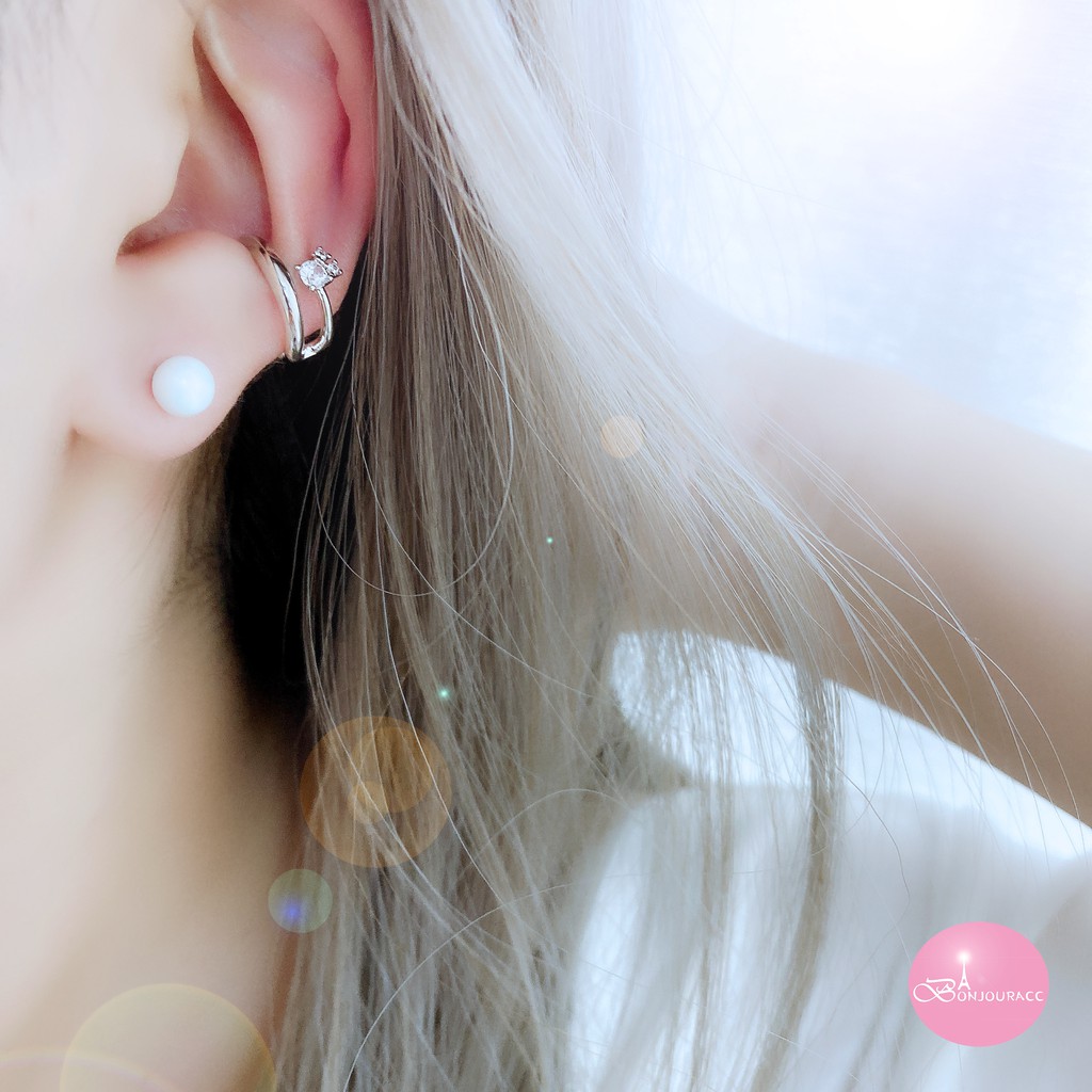韓國 小鑽槓造型 耳骨夾 耳環【Bonjouracc】