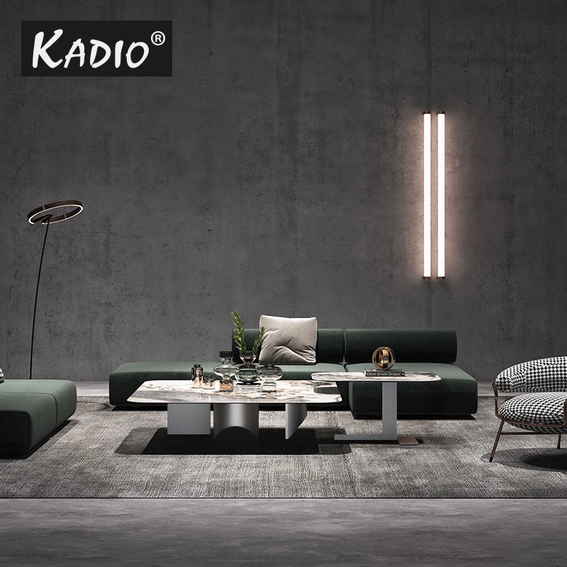 【質佳家具】KADIO意式極簡/鈦黑色不銹鋼/現代輕奢/進口巖板/1.1米正方型茶幾