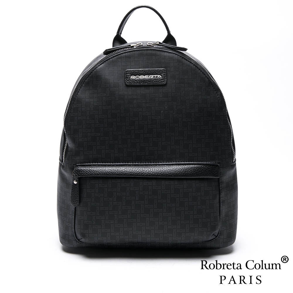 Roberta Colum 型男 首選雅痞深黑頭層牛皮 後背包 雙肩包 男包 出門 休閒 辦公 專櫃品牌