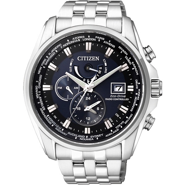 CITIZEN 星辰 Eco-Drive 電波計時腕錶(AT9031-52L)-藍/44mm