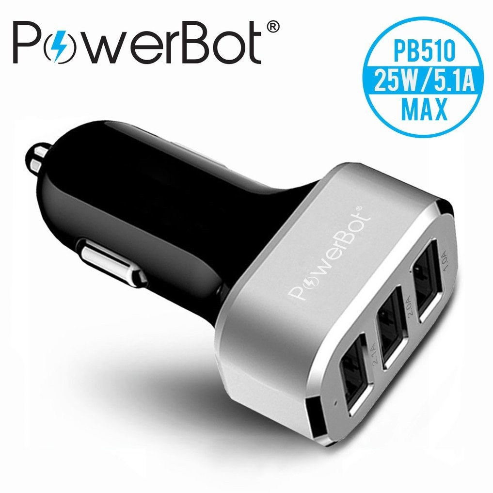 美國聲霸PowerBot PB510 3埠 USB車用充電器 5.1A - 可充手機，平板
