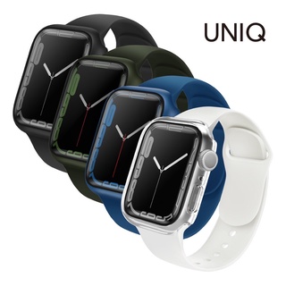 【UNIQ】Apple Watch 7 41 45 mm Legion曲面鋼化玻璃錶殼 透明 黑色 藍色 綠色
