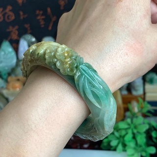 《玉君子》天然a貨緬甸玉翡翠18圍 黃加綠 夫妻套組