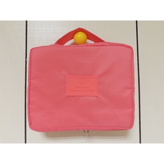 Travel pouch 立體可折式收納袋 盥洗袋 旅行收納袋 粉橘