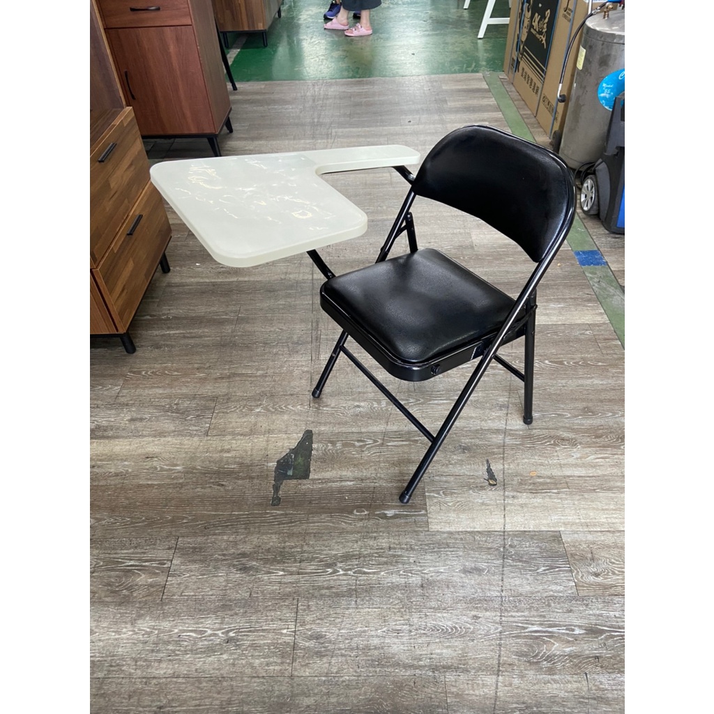 吉田二手傢俱❤黑皮折合大學椅 學生椅 折疊椅 單人椅 課桌椅 會議椅 折合椅 美語椅
