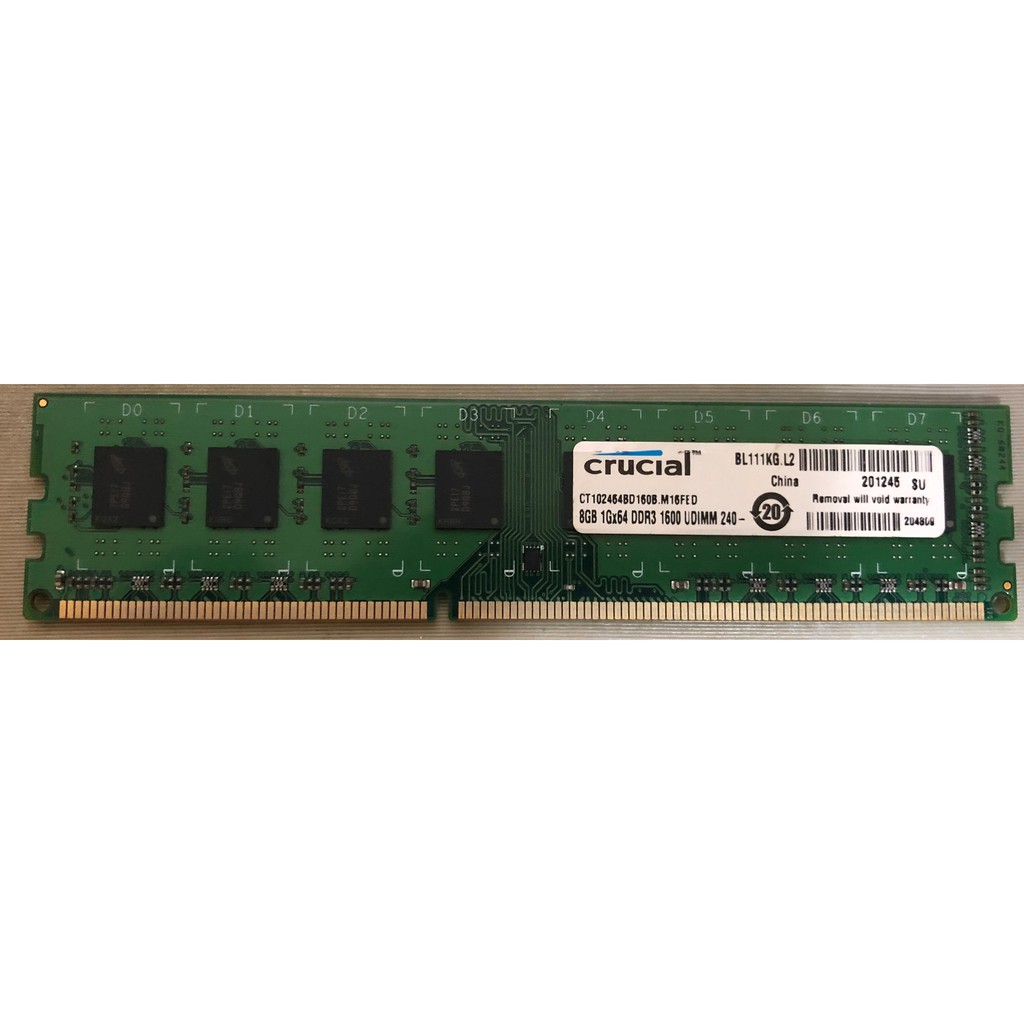 桌機用 美光 Micron Crucial DDR3-1600 8GB