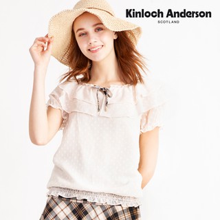 【金安德森女裝】 雙層荷葉波浪抽繩領小包袖上衣(藕紫米白) KA1081010 Kinloch Anderson