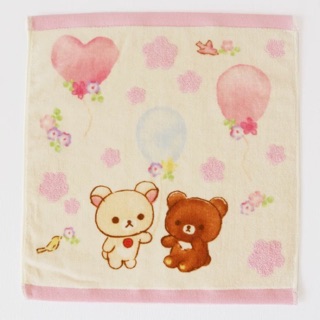 日本Rilakkuma拉拉熊牛奶熊粉紅櫻花大方巾 毛巾 洗臉巾
