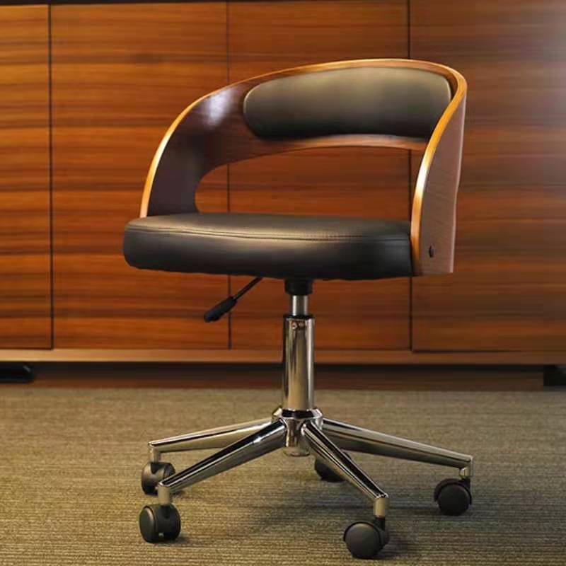 實木會議辦公椅子家用電腦椅無扶手休閑書桌靠背椅簡約升降旋轉椅
