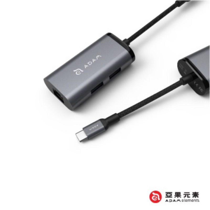 【亞果元素】CASA Hub eC301 Type-C to 乙太網路 / USB 3.1 三合一多功能集線器 灰