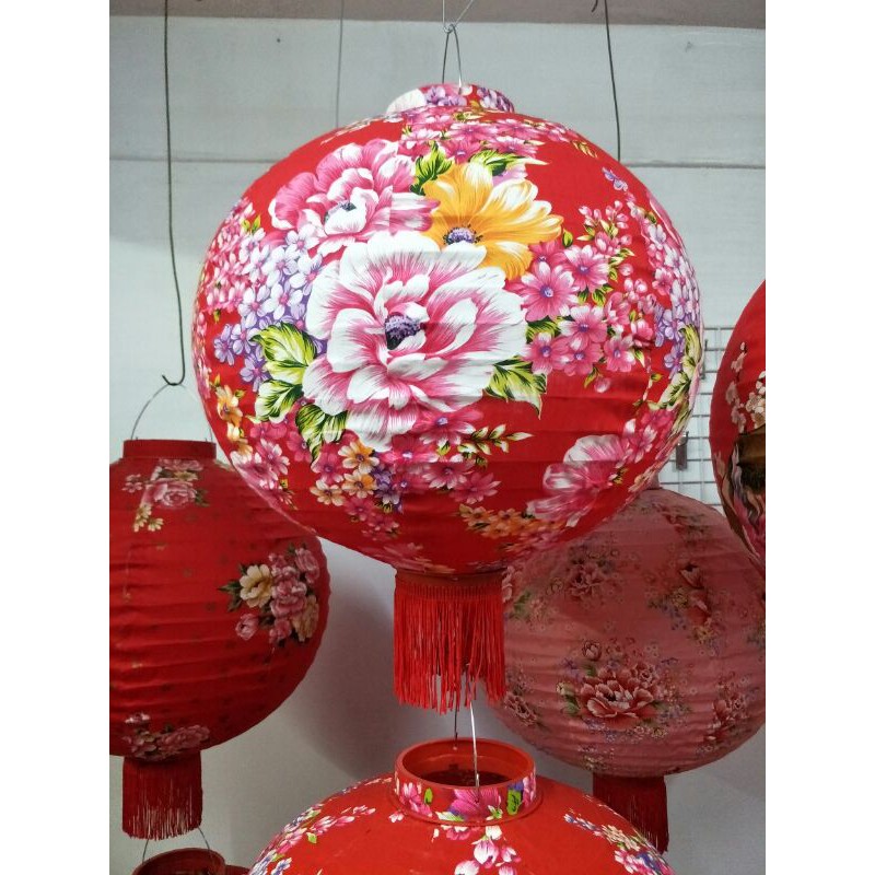 客家花布手工燈籠 40公分客家大牡丹紅花布燈 會展 佈置活動 蝦皮購物