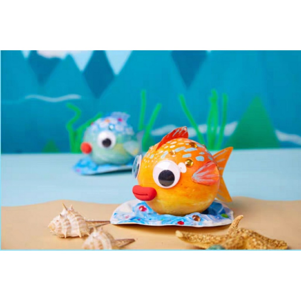 幼教老師 保麗龍泡泡魚手作材料包 兒童手作創意diy材料包 益智塗鴉需自己動手完成 蝦皮購物
