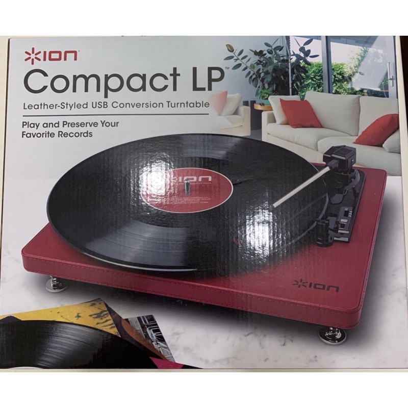 ION Audio Compact LP 摩登皮革黑膠唱機 勃根地酒紅