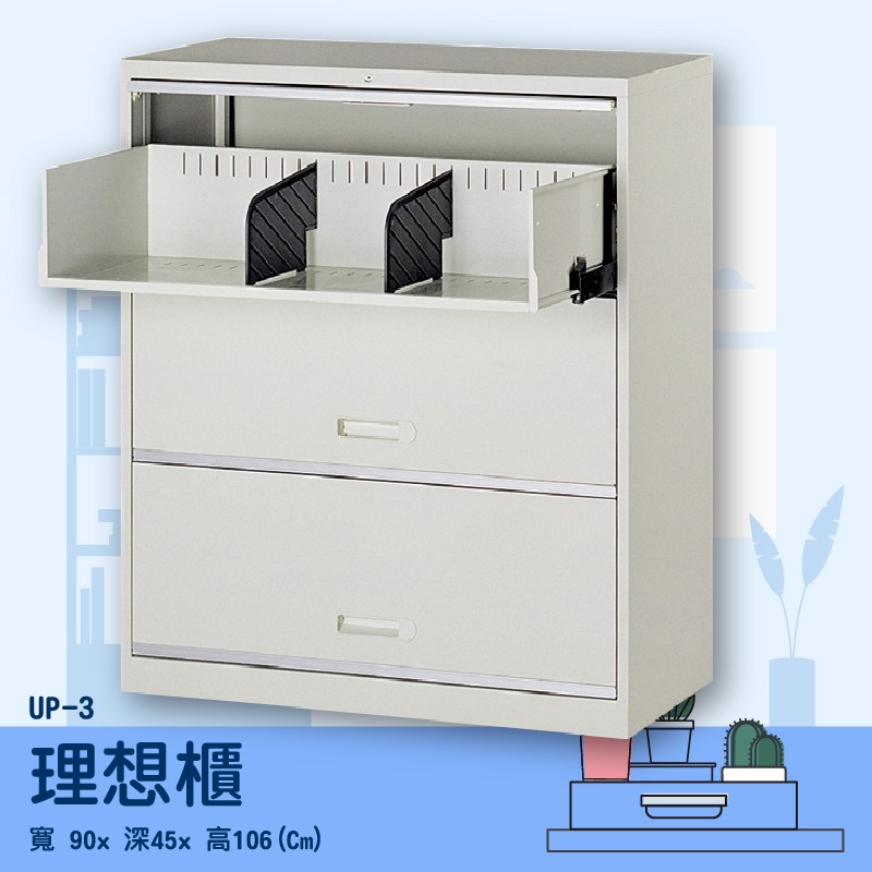 【理想收納櫃】 UP-3 理想櫃 隱藏式掀門三層式  文件櫃 收納櫃 分類櫃  報表櫃 隔間櫃 置物櫃