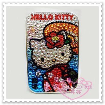 ♥小花花日本精品♥Hello Kitty 小物盒置物盒飾品盒收納盒大臉和服站姿造型藍鑽粉鑽花朵日本製90101007