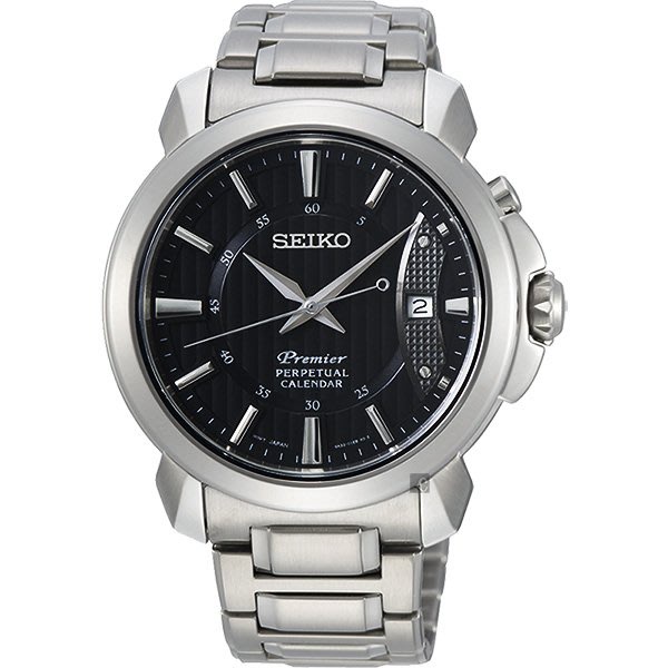 SEIKO精工錶 Premier 時尚簡約萬年曆手錶(SNQ159J1) 銀/41.5mm  SK008