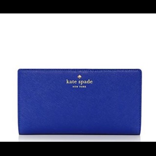 【Kate Spade】CEDAR STREET STACY 寶藍色真皮防刮長皮夾 卡夾 零錢包 正品 現貨在台