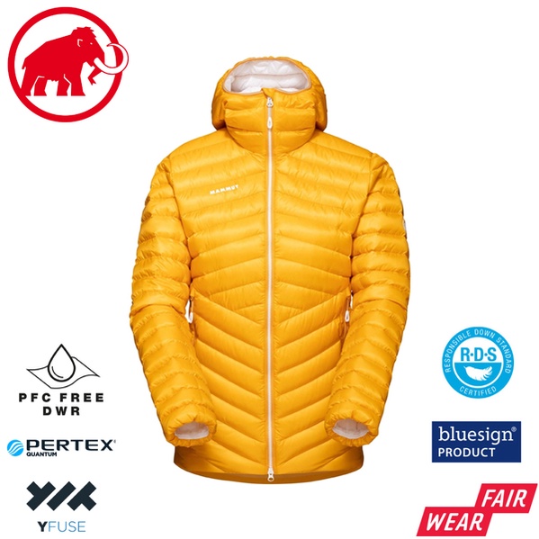 【MAMMUT 瑞士 女 BroadPeakINHooded 防潑水連帽羽絨外套《金黃》】1013-00350