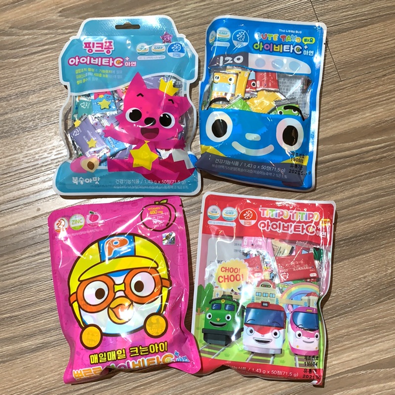 韓國🇰🇷代購 ~卡通維他命C糖果(袋裝50入) 鯊魚寶寶/Pororo