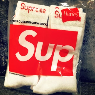 Supreme Hanes Crew Socks 白色紅字單雙襪子🧦