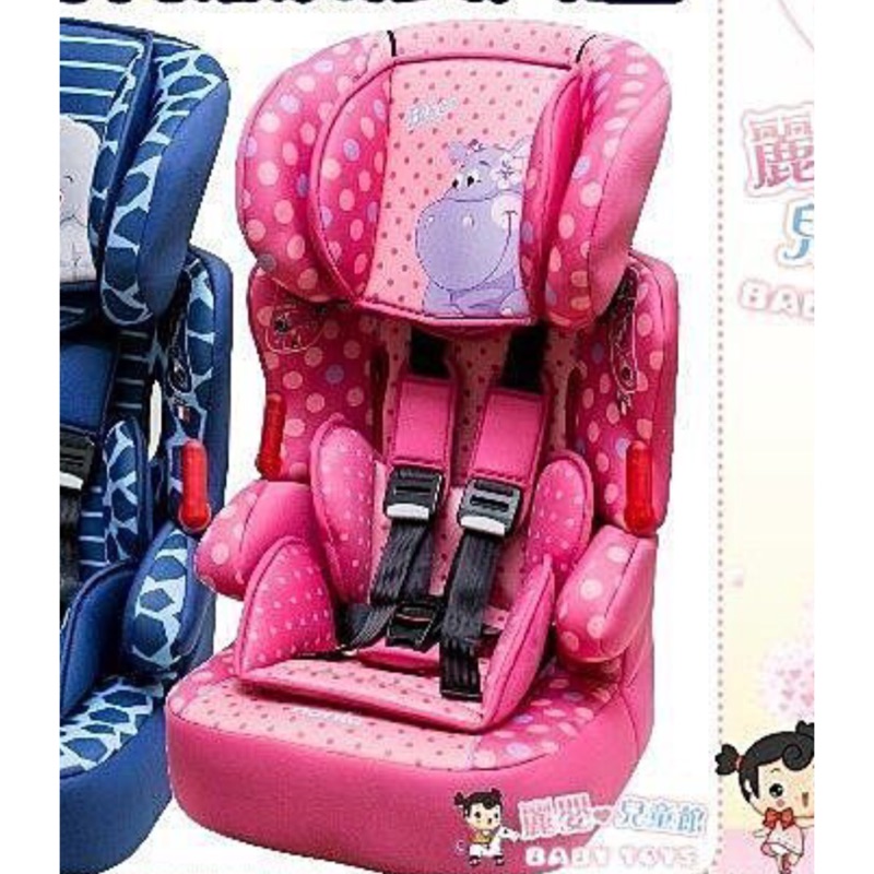 納尼亞Nania法國原裝3-7歲成長形汽車安全座椅-粉色河馬