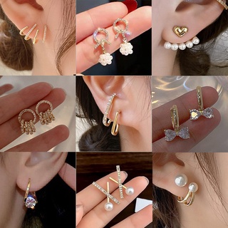 50款可選925銀針耳環高品質珍珠鋯石耳環女法式小眾耳飾