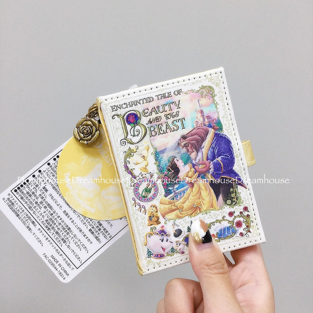 東京迪士尼 美女與野獸 貝兒 野獸 茶壺媽媽 燭台 時鐘 掃帚小姐 皮質 票卡夾 證件夾 卡套