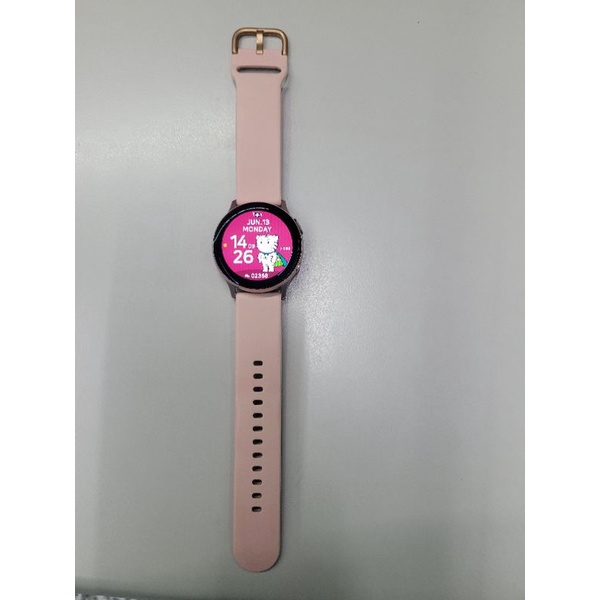 三星手錶Active2（九成新）（免運）充電頭和粉紅色和（全新）薰衣草紫運動錶帶