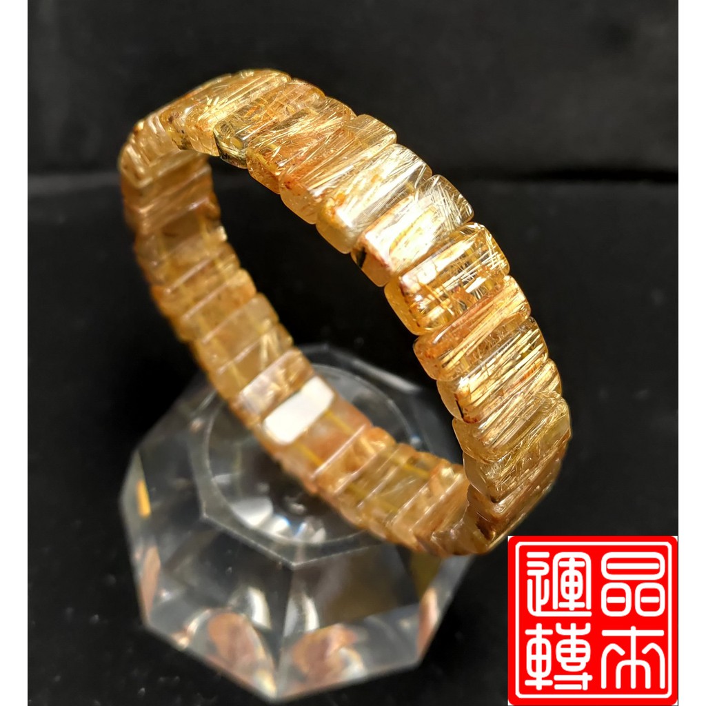 [晶來運轉]鈦晶手排30.1g 13mm 手圍18(Gold Titanium Rutilated Quartz)