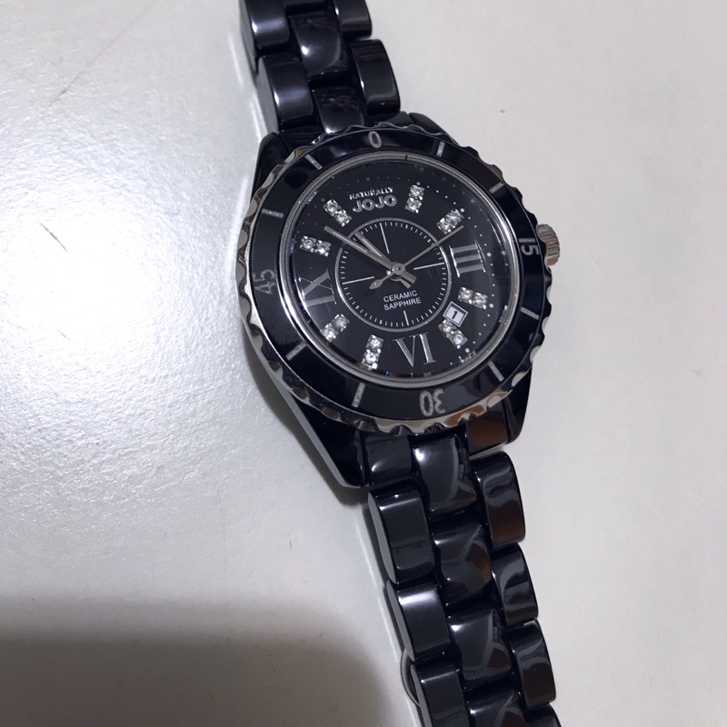 Naturally JoJo 藍寶石鏡面 錶徑34mm 陶瓷錶，二手商品、已無盒無保，品項極新、JO96555