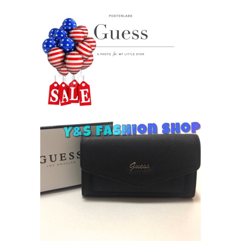 （Y&amp;s fashion)🇺🇸Guess黑色中長夾 限量 現貨優惠