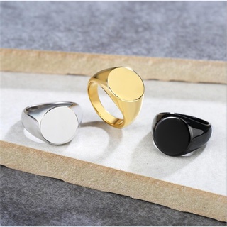 銀金黑色簡約風格不銹鋼拋光圓形男士朋克時尚首飾手指戒指 Cincin