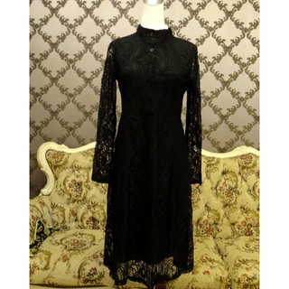 現貨快速出貨名媛高階歐美時尚款全新品 特價890元 CR名牌時尚名緩氣質長袖蕾絲洋裝連衣裙禮服 現貨 歐美時尚黑色洋裝